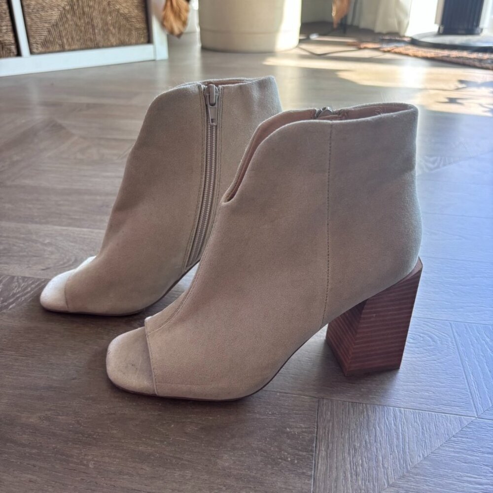 Miim Cream Faux Suede Ankle Bootie